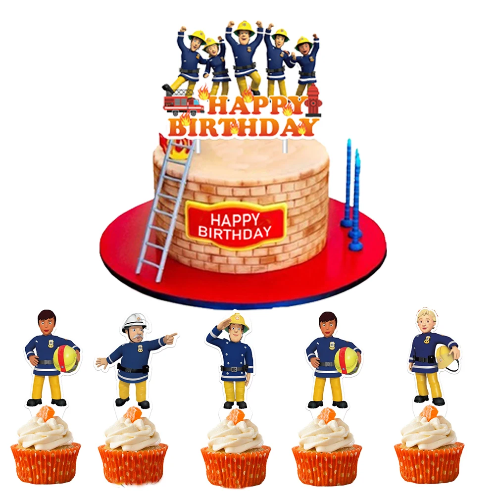 Pompiere Sam Cake Topper Pompiere Sam Cake Decor Pompiere Sam Banner Balloon Bambini Ragazzi Pompiere Sam Tema Decorazione Festa Di Compleanno