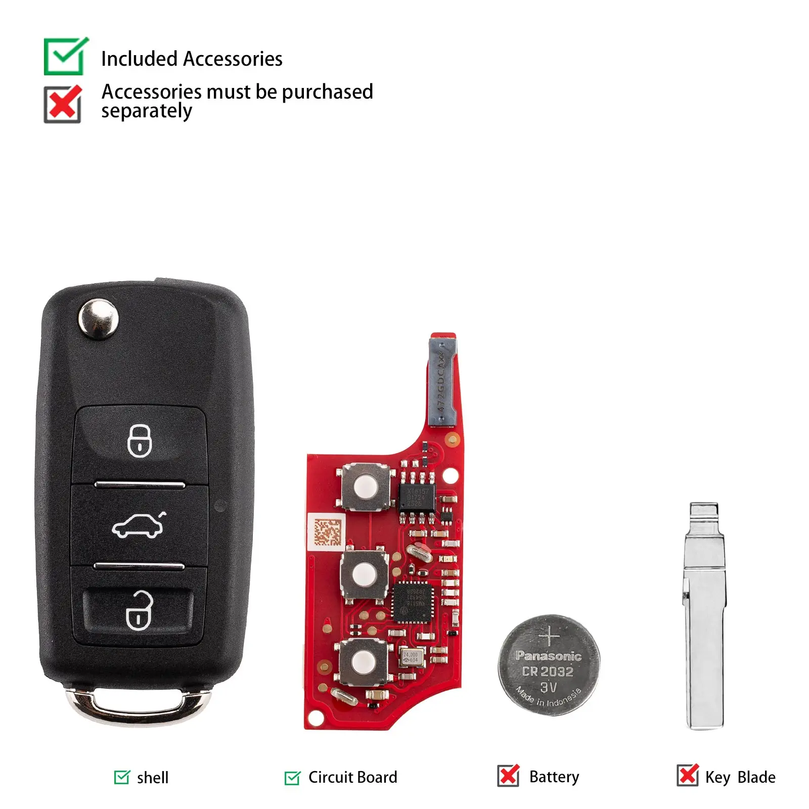 2-Piece XHORSE B5 Super Remote with XT57 Chip - English Version