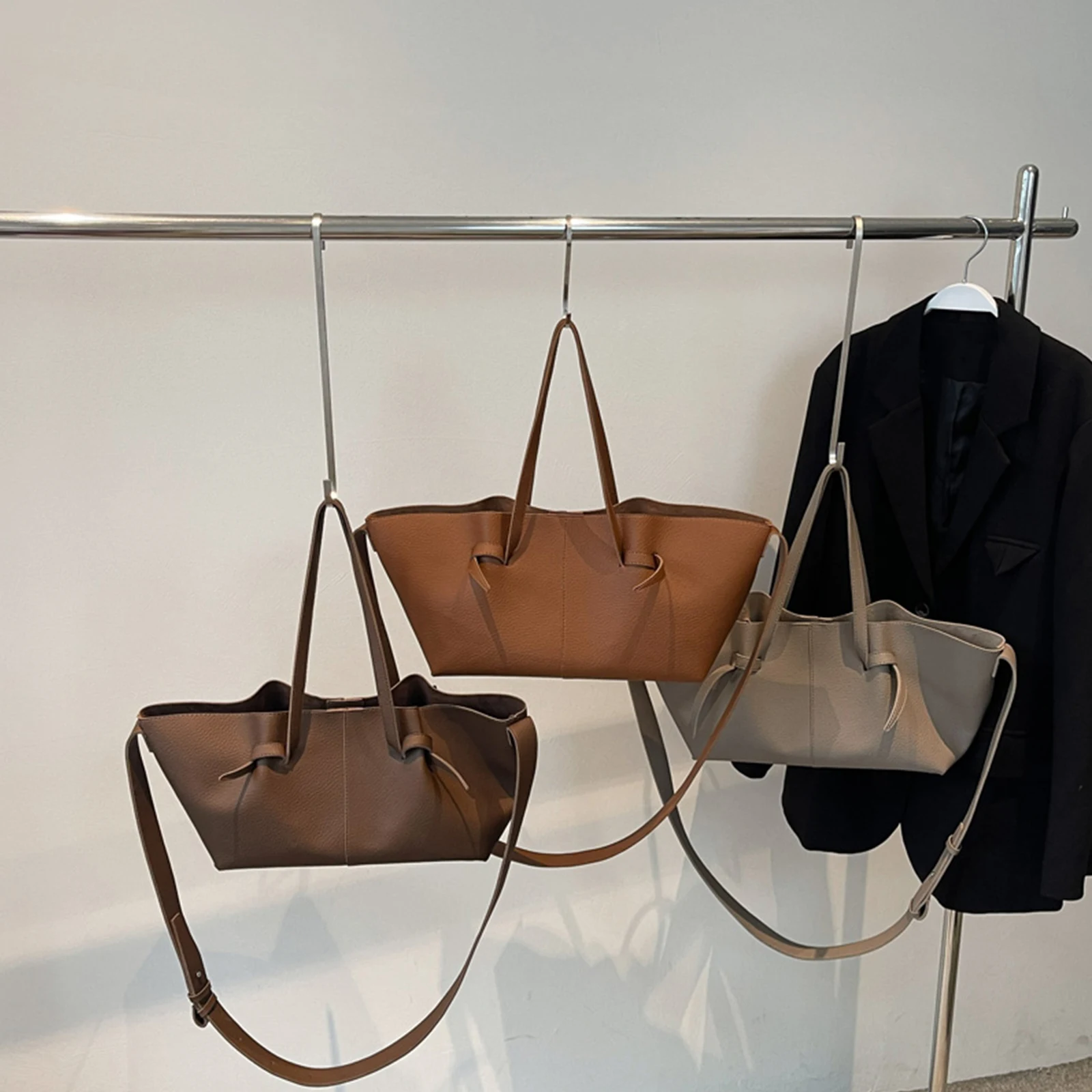 PU Leather Leisure Crossbody Bag Solid Color Vintage Sling Bag Large Capacity Elegant Satchel Bag Travel Date Work Handbag