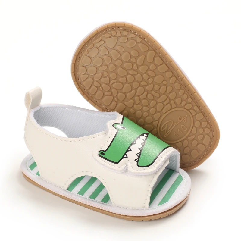 Summer 0-1 Year Old Boys Fashion Cartoon Crocodile PU Baby Sandals Rubber Sole Anti slip Casual Walking Shoes 2