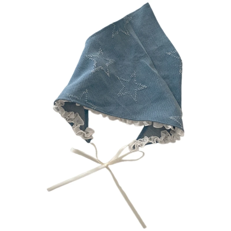 Teens Girl Lace Trim Bandana Hair Kerchiefs Tie Back Headwrap Breathable Breathable Turbans for Girl Photo Tool DropShipping