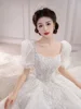 Luxury Wedding Dresses Shiny Big Beading Ball Gown With Long Train Bridal Dress Custom Made  Size Vestido De Noiva Customized 2
