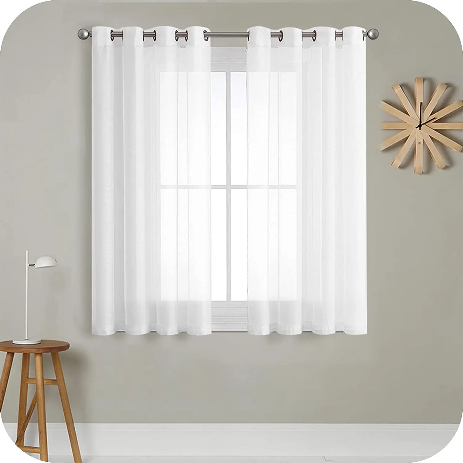 XTMY-cortinas cortas de tul liso para cocina, Media ventana, de estar, cortina de transparente moderna para ventana de dormitorio, cortinas de tratamiento - AliExpress