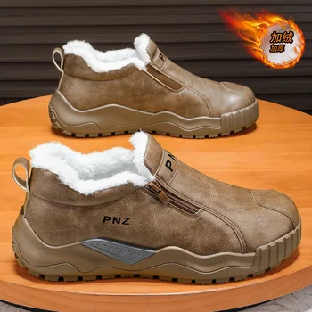 2026 New Snow Boots Winter Men's Shoes Barefoot Ankle Boots Men Snow Sneakers Outdoor Hiking Shoes Fur Warm Plush Male Boots - Image 4