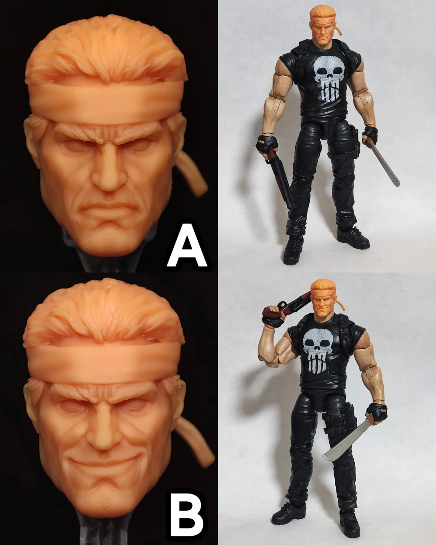 

ML Size Unpainted Comics Young Punisher Man Head Carved Sculpt 1/12 Scale Fit 6'' Action Figure Model