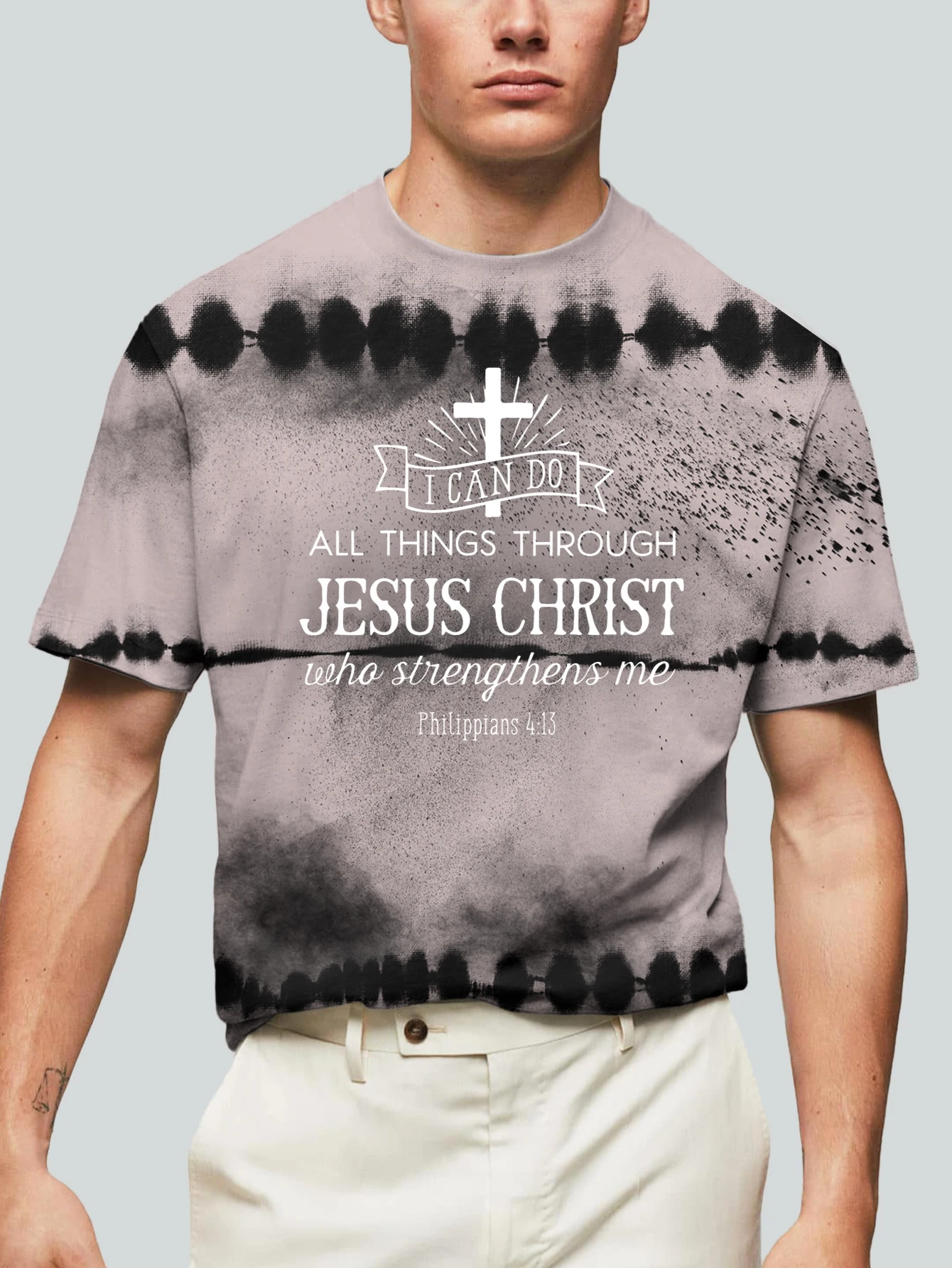 

Футболка мужская с цифровым 3D принтом, Повседневная Уличная футболка с перекрестным рисунком Иисуса, слегка стрейчевая короткая футболка с круглым вырезом для лета