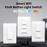 Tuya WiFi Push Smart Switch Button Wall Light Switches 1/2/3gang No Neutral Wire Required Switch Wireless Control Alexa Google