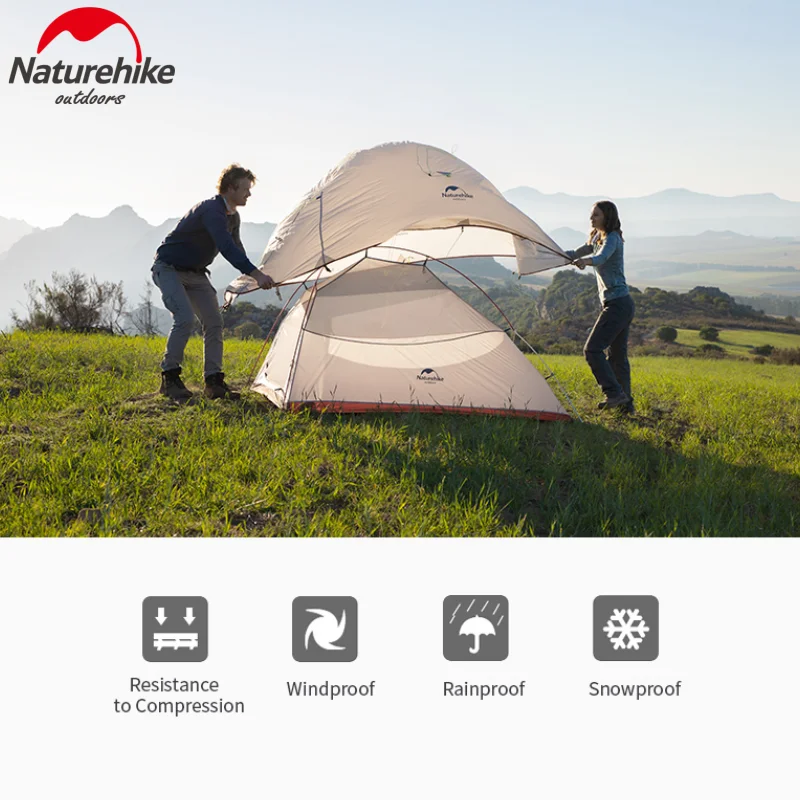 Naturehike Cloud Up 1 Upgrade Camping Tent Ultralight 20D Silica Gel Double Layer green Tent for Hiking Travel Picnic Outdoor