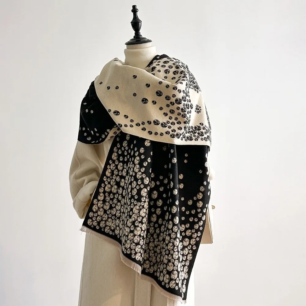 Polyester Windproof Scarf Shawl Poncho for Women Autumn Winter