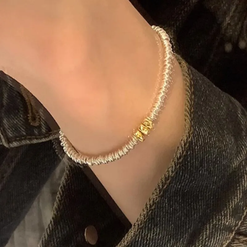 Silver Color Irregular Beads Bracelet for Women Ladies New Fashion 14k Gold Handmade Bead Chain Party Jewelry Gifts