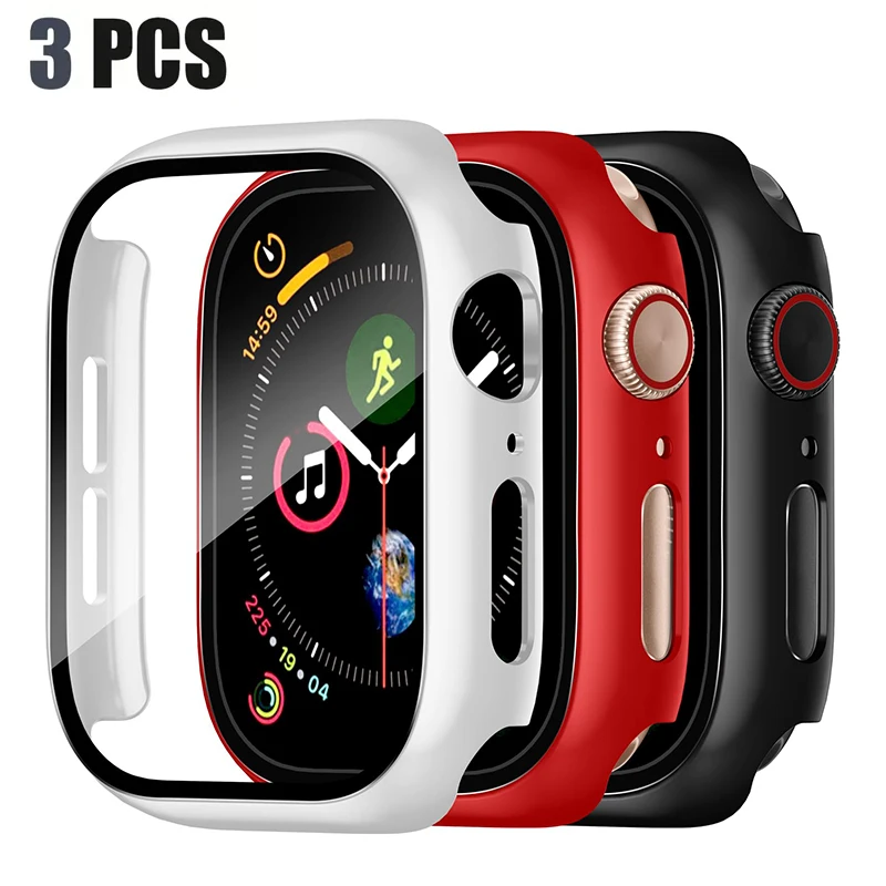 3er-Pack gehärtete Glasabdeckung für Apple Watch Displayschutzfolie 9 8 7 6 5 4 3 SE 40 mm 41 mm 46 mm 45 mm 10 42 mm 38 mm Zubehör