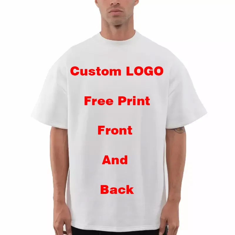 DIY Custom Your Logo 9.1oz 260gsm High Qualtity Oversized Heavy T-shirt for Short Sleeve Cotton Solid Color Leisure White Black