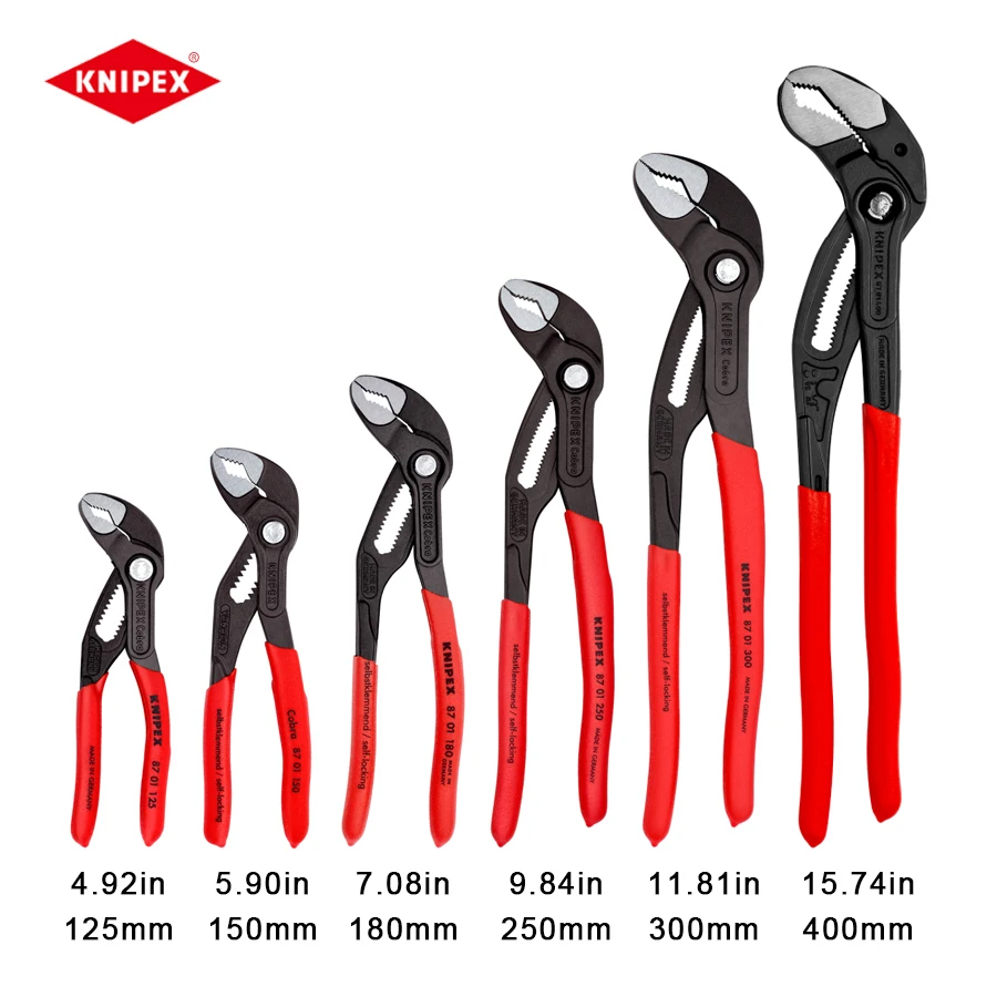 

KNIPEX TOOL High-Tech Cobra Water Pump Pliers 5-Inch Adjustment Blend Ergonomic Plier 87 01 125|87 01 150|87 01 180|87 01 250