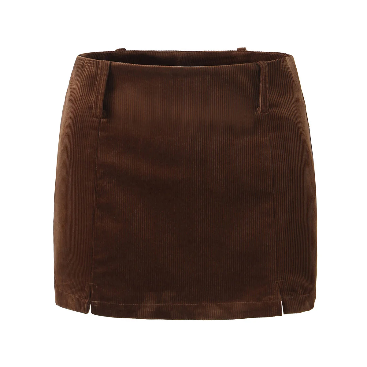Maillard Style Coffee Notched Corduroy Blazer High Waist Front Slit Package Hips Skirt Suits 2 Pieces 1 Set