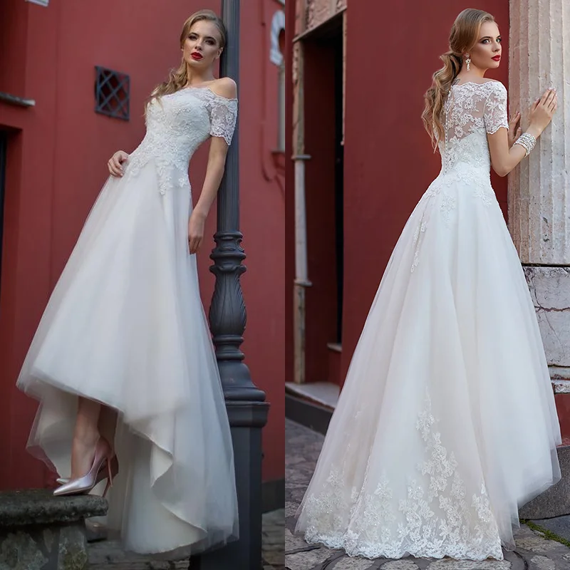 Kakadu werk een vuurtje stoken Luxe, eenvoudige En Sexy 2022 A-Vormige Kant Applique Trouwjurk Met Korte  Voorkant En Lange Rug Knoppen Charmant Tulle weddi - AliExpress