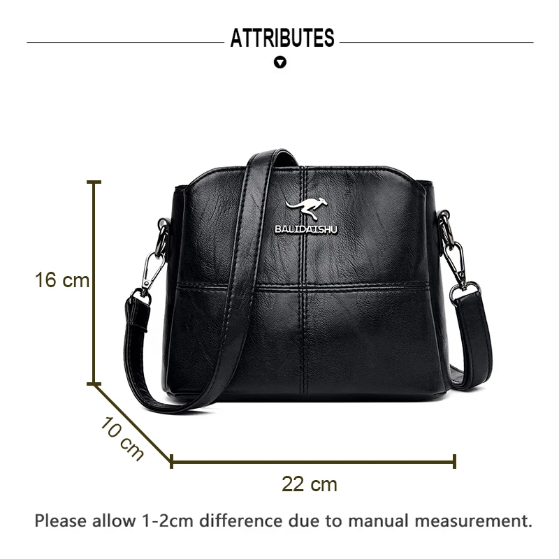 2024 New 3 Layers Women Tote Bag High Quality Leather Ladies Handbags Leisure Shoulder Bag Small Crossbody Bags For Women