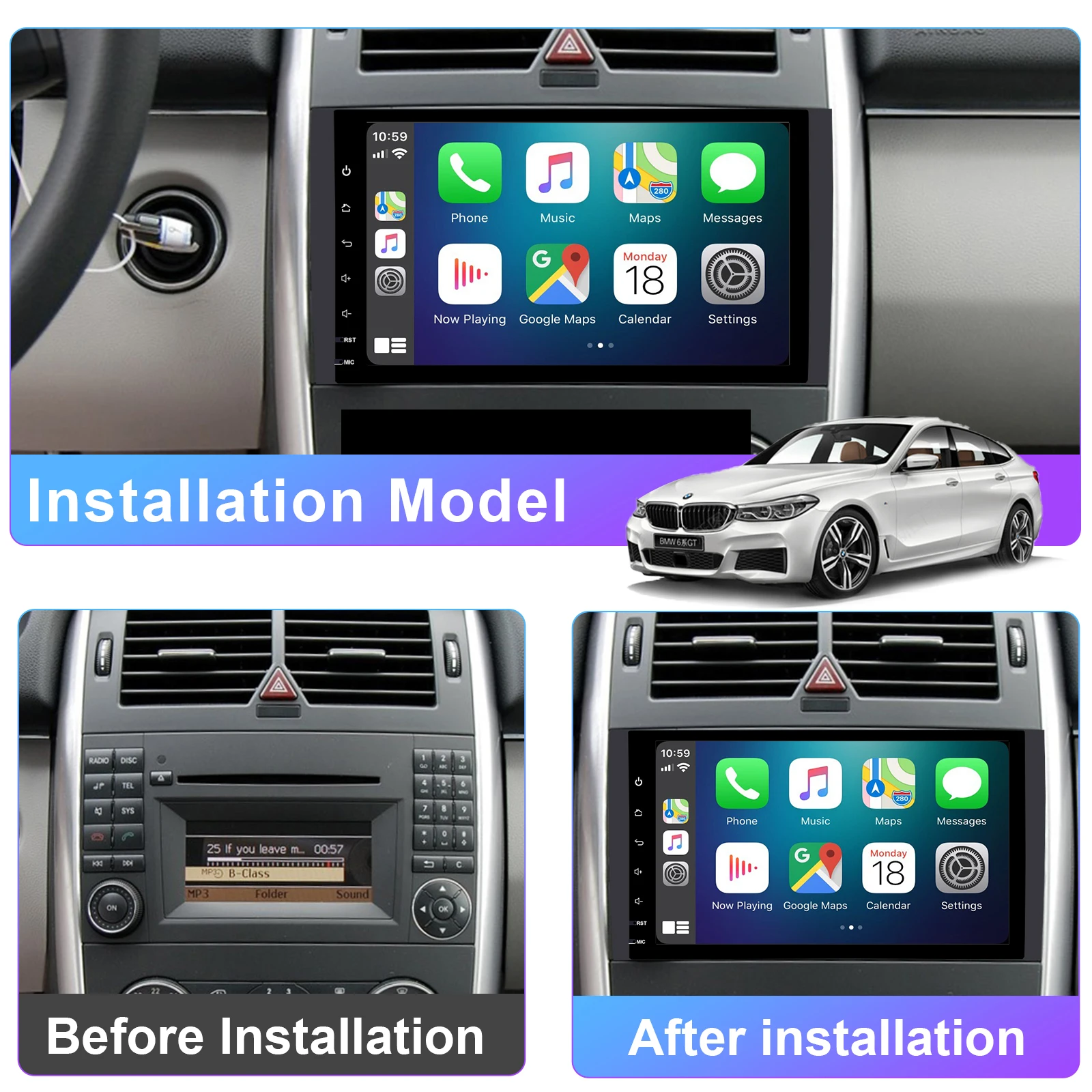 9'Android Car Radio for Benz W169 W245 B16 B170 B180 B200 W639 Vito Viano W906 M