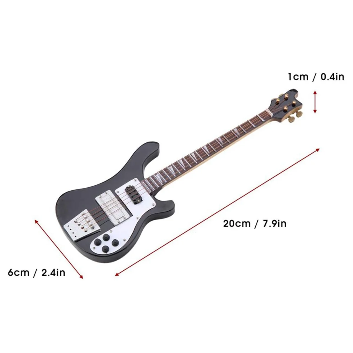 BAAU Miniature Bass, Miniature Bass Guitar with Stand and Case Instrument Model Ornaments for Bookcase, Desk