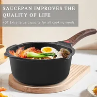 Nonstick Stockpot With Lid 4 Quart,Saucepan with Stay Cool Handle,Deep Kitchen Cooking Pot Induction Stock Pots, Dishwasher Safe 2