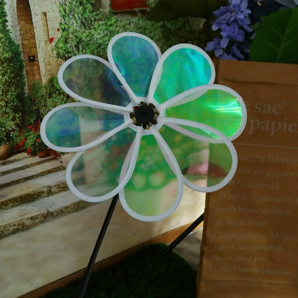 Windmill Toys Cute Multifunctional Kindergarten Eight Leaf Windmill Transparent Flower Color Film Windmill Toys Bird Repelling