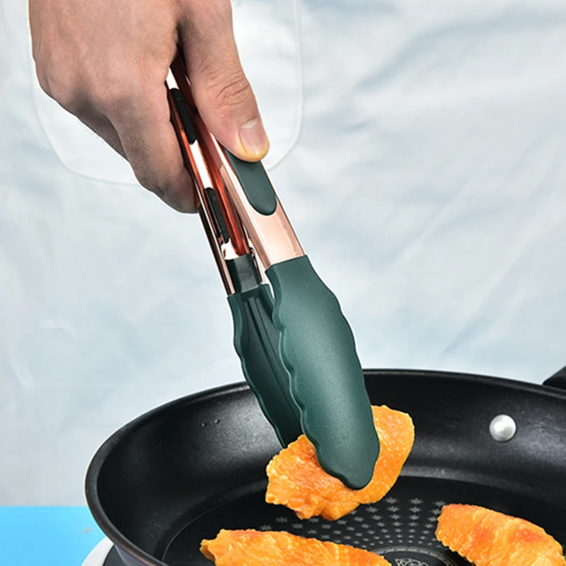 9/12/14 Inch Barbecue Tongs Stainless Steel Gold Food Clips et Meat Beef Grill Clamp Home Kitchen Gadgets Accessories food tongs
