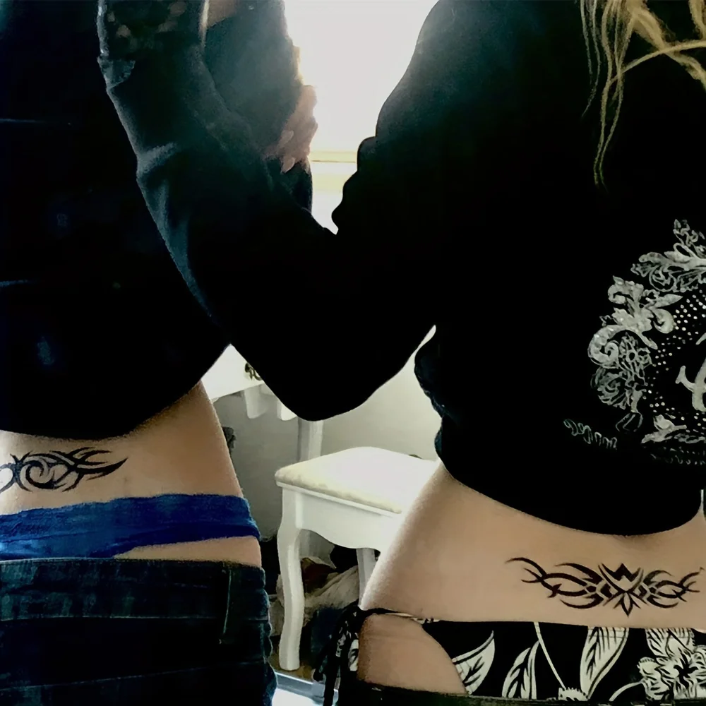 Sexy Butterfly Flower Tattoo Stickers Black Design Waist Body Fake Tattoo  Sticker Leg Belly Waterproof Female Waist Thigh Tattoo - AliExpress, image size:1000x1000