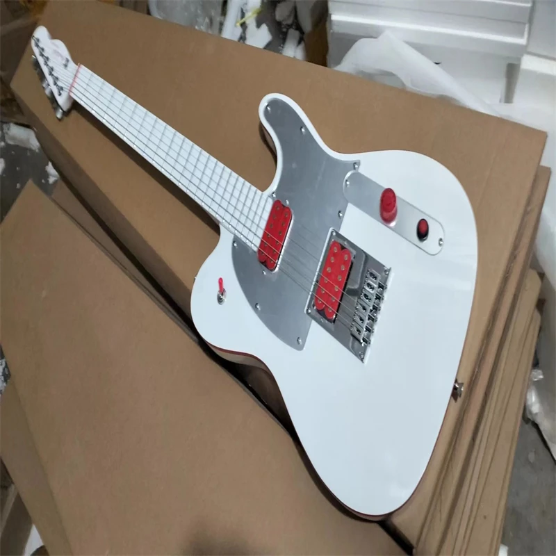 

Red Kill Switch Button John 5 Ghosts White Electric Guitar Dual Red Body Binding Red Pickups Mirror Pickguard White Fingerboard