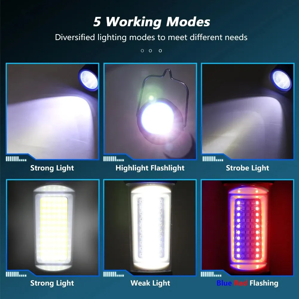 COB LED Flashlight Magnetic Handheld Work Light USB Rechargeable Floodlight Workshop LED Lamp SMD Built-in Battery Camping Torch industrial led lamps