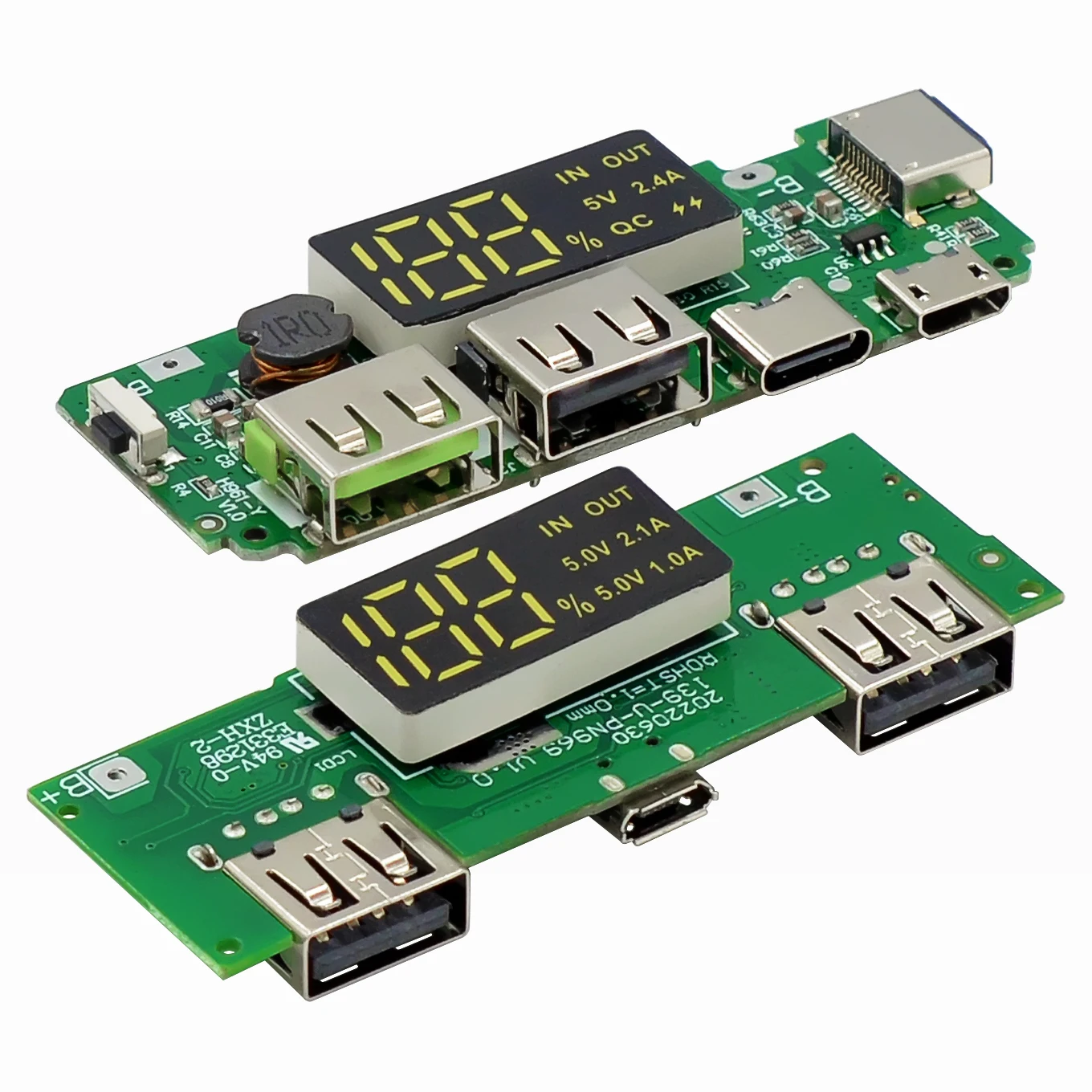 18650 lithium battery digital display charging module lithium battery charger battery charger module usb charger power supply module dc module 5v2.4a 2A dual USB output
