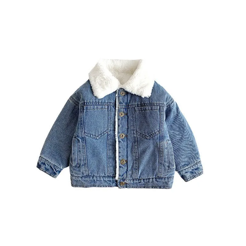 Winter Baby Boys Denim Coats Cotton Padded Warm Jacket Down Parkas Kids Children Casual Comfortable Overcoats Clothes