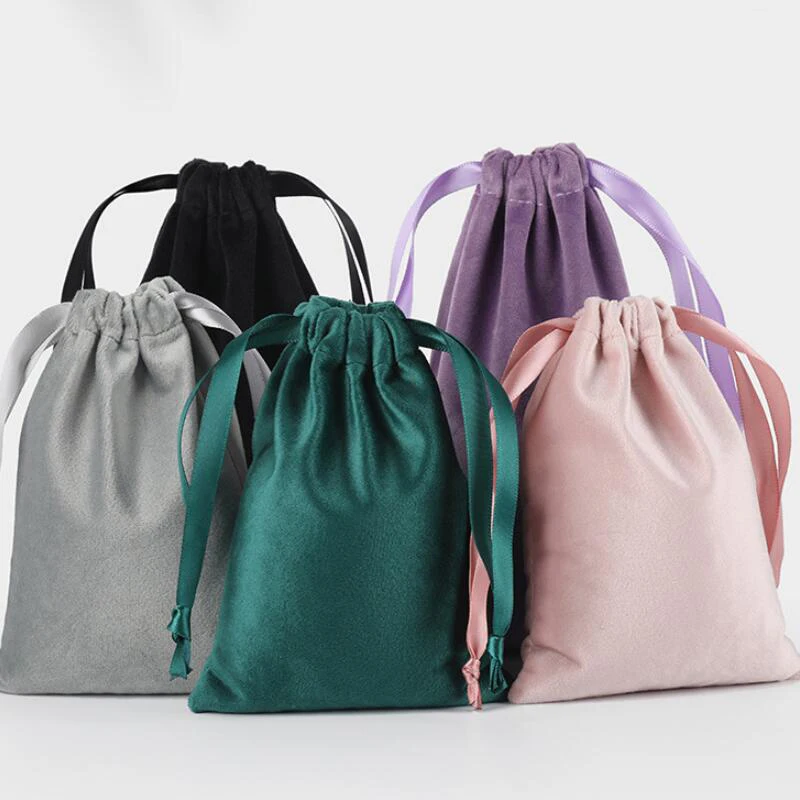 20pcs/lot Soft Silk Drawstring Velvet Bags Christmas Gift Cosmetics Perfume Packaging Bag Big Storage Bag Pouches Custom Logo