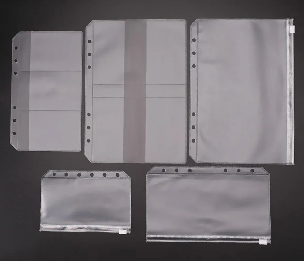 PVC Storage Card Holder For A5 A7 Binder Rings file storage bag binder pockets