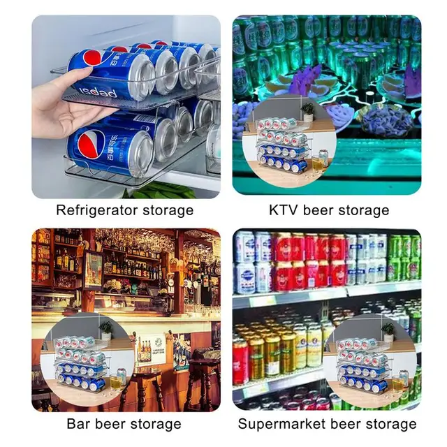 Soda Can Organizer for Refrigerator Can Holder Beer Drinks Cans Soda Bottle  Jar Rack Fridge Automatic Rolling Can Storage Box - AliExpress