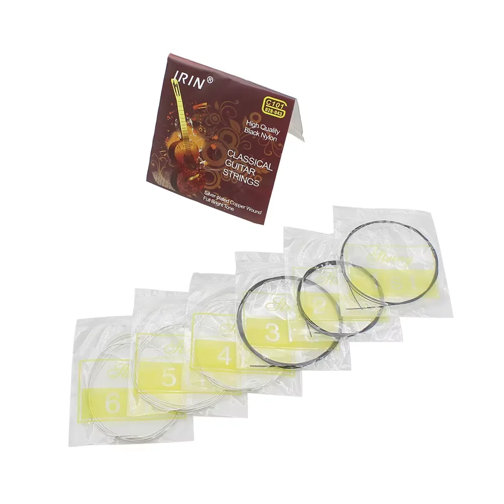 6 Pcs Strings Classical Guitar Strings Black Clear Nylon Guitarra Strings Sliver Plated Copper Wound String Guitar Accessories