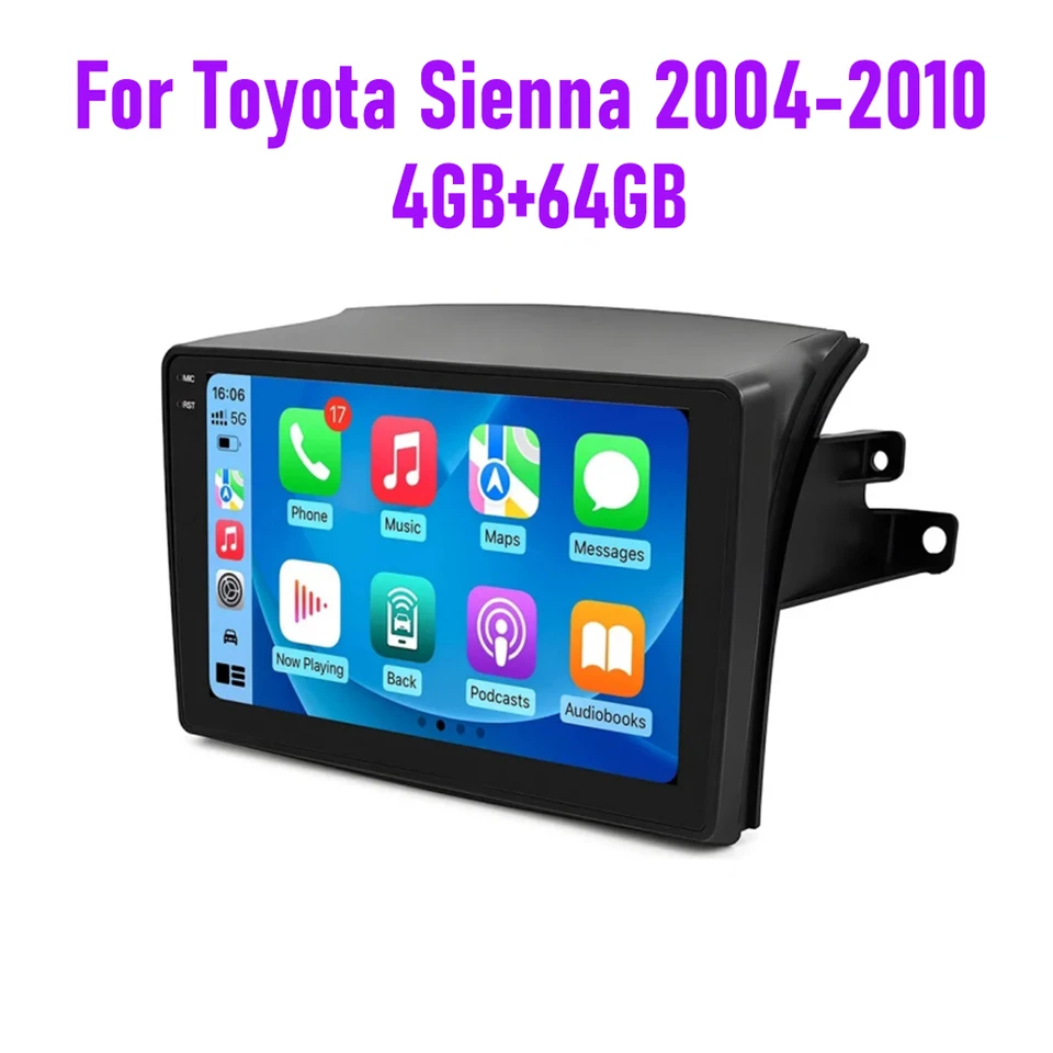 Android Car Stereo For Toyota Sienna 2004-2010 (JBL/Large Screen) - 9" Touchscreen, Wireless CarPlay, 8 Core, 4G+64G