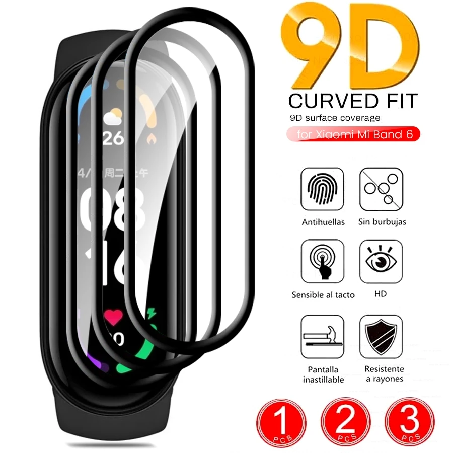 3D 3PCS PMMA Curved Film For Xiaomi Mi Band 6 5 Screen Protector Film For Band SmartWatch Protective Film Full Cover (Not Glass)