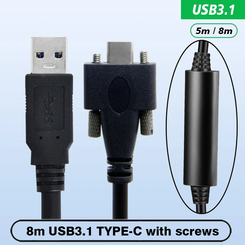 5m lengthened 8 m with double screw lock usb3 1 type c to usb3 0 work