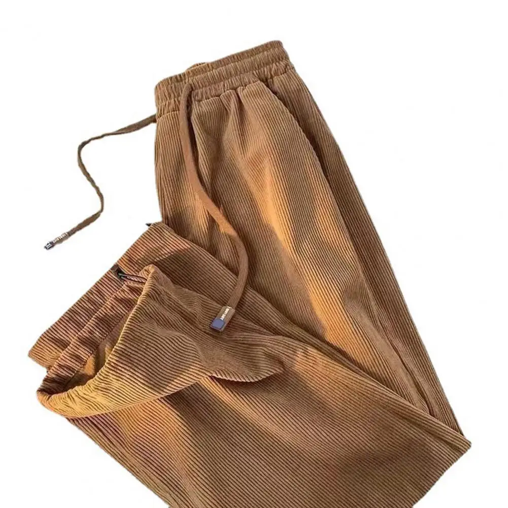 

Versatile Men Pants Men's Drawstring Elastic Waist Plush Wide Leg Pants with Simple Style Soft Breathable Fabric for Comfortable