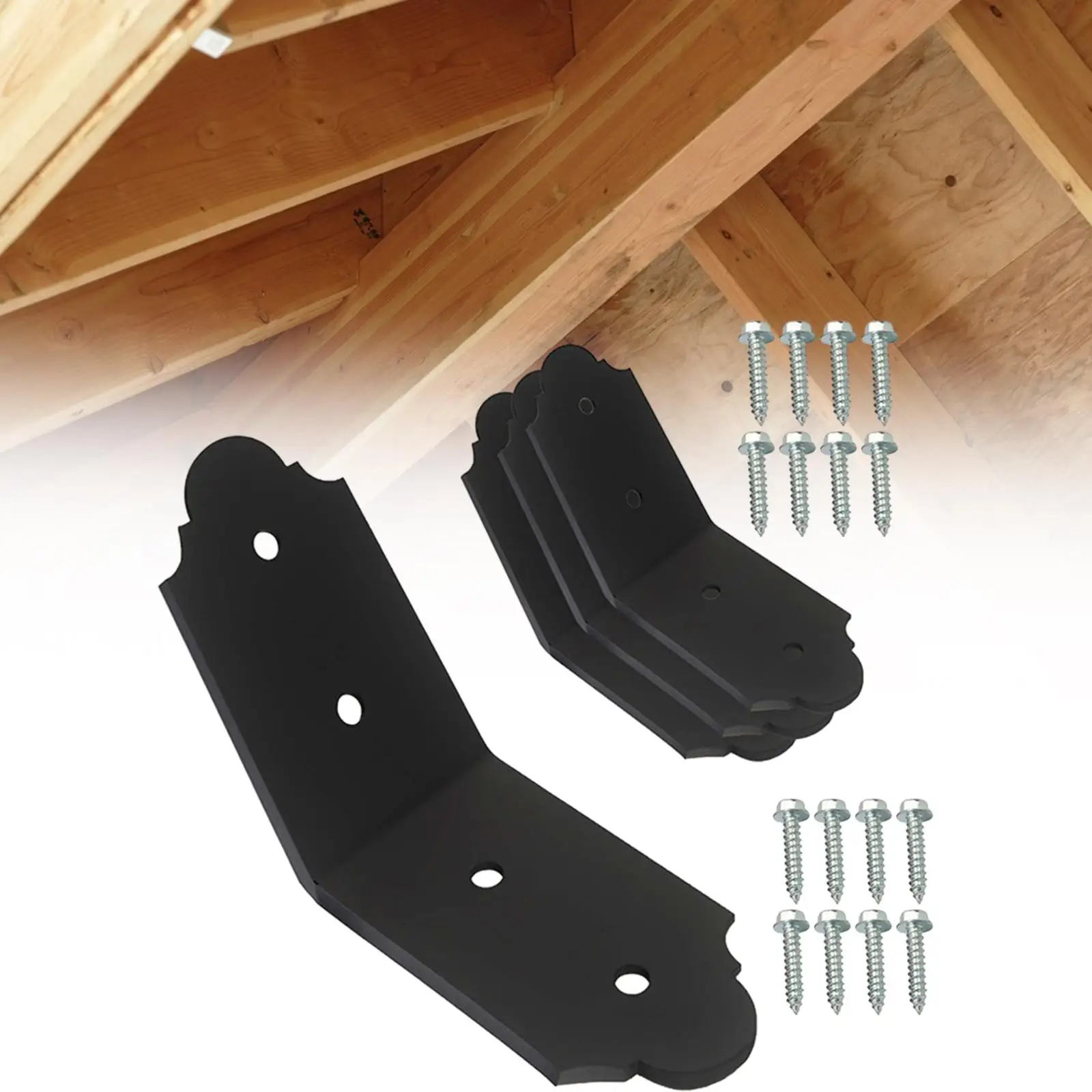 4 Pezzi Angolo Staffa Di Collegamento Giunto In Metallo Nero Heavy Duty Brace Angolare Scanalato Per Pergola Fissaggio Traliccio Per Mobili