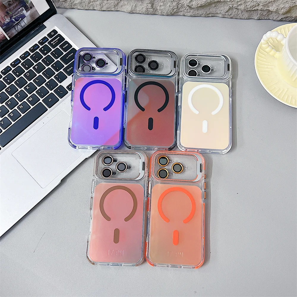 Magnetic Kickstand Phone Case With Lens Protection For Iphone_voghion.com