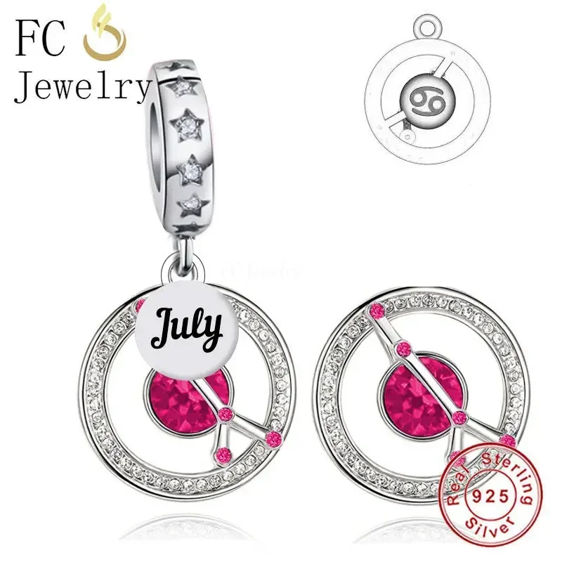 FC Jewelry Fit Original Charm Bracelet 925 Silver 12 Constellation Zodiac Horoscope Sign Birthstone Bead For Making Berloque 5