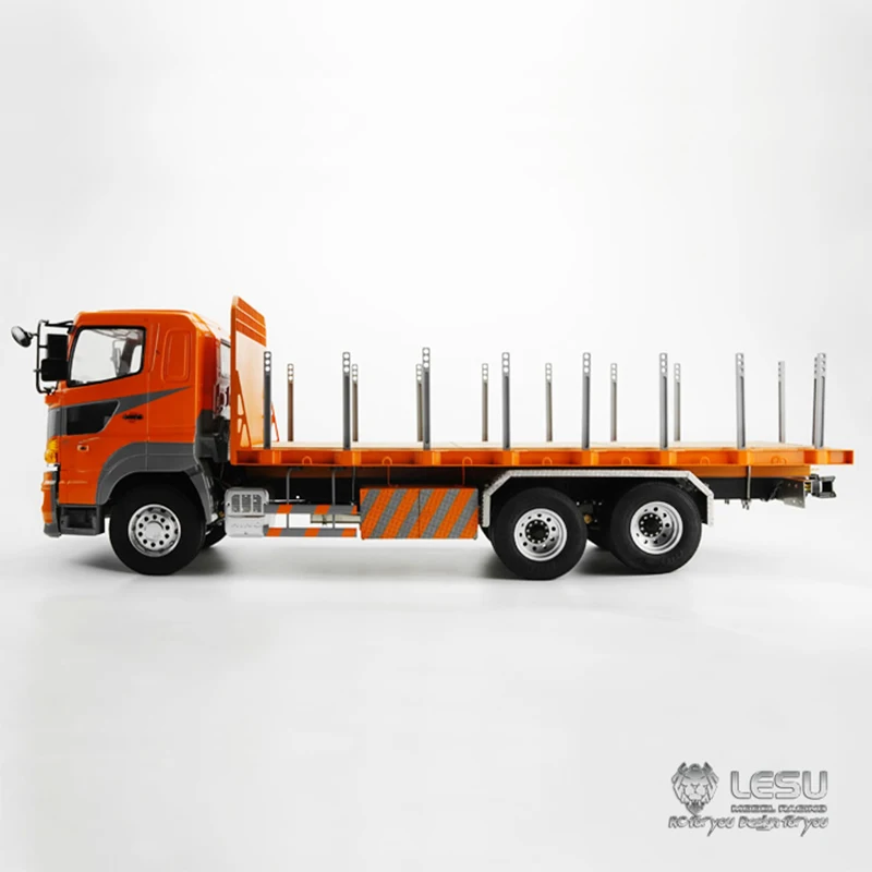 LESU 1/14 simulation truck model 6X4 flatbed truck transporter 4