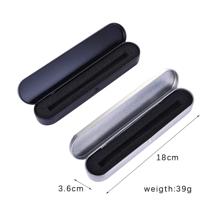 Stationery Box Silver Black Metal Pen Box Protection Box For Fountain Pen Pencils Stationery Gift Office School Supplies