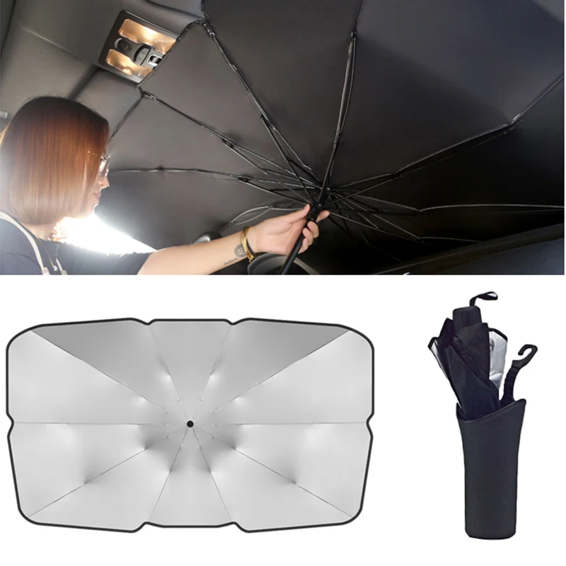 Parasol para parabrisas de coche, sombrilla tipo paraguas para ventana