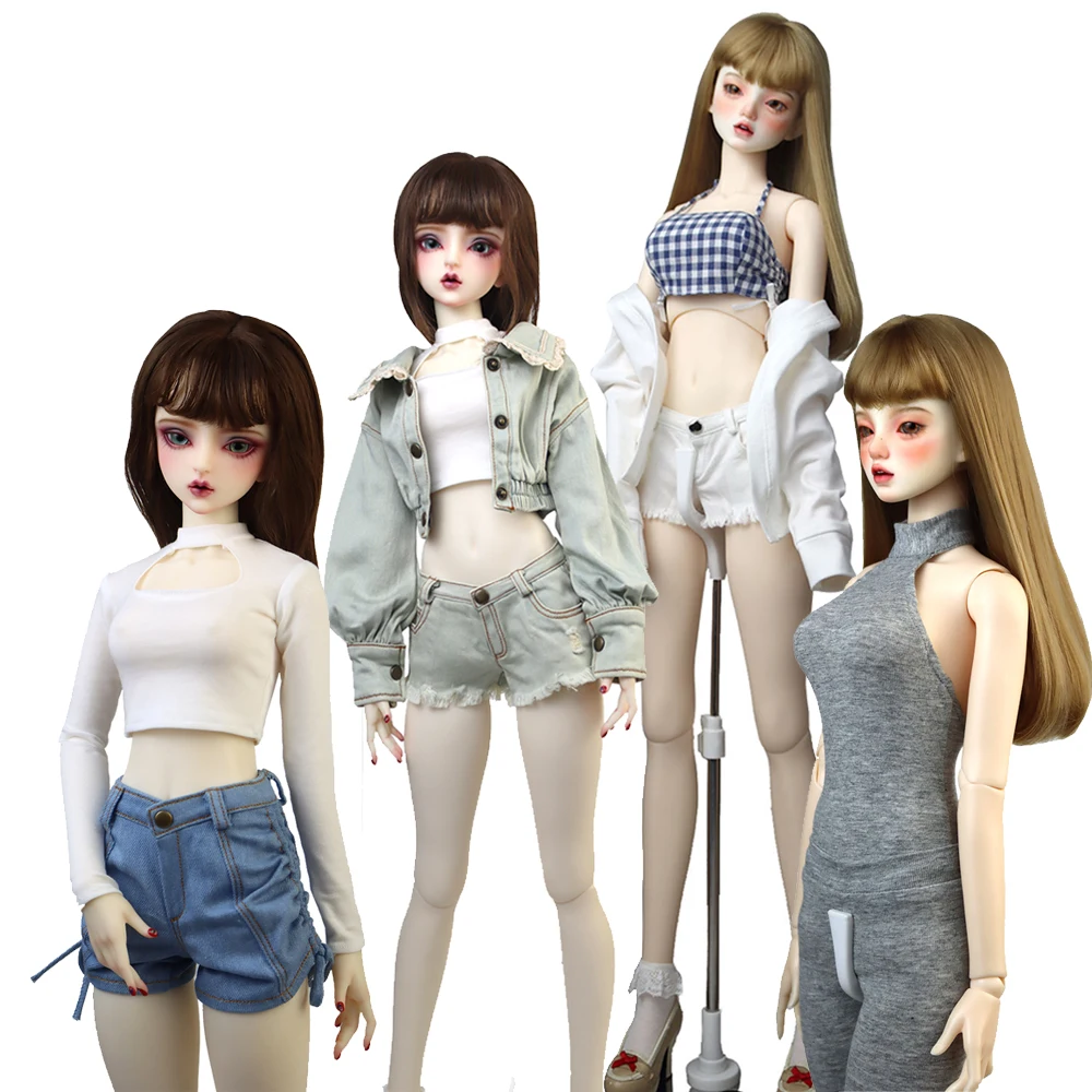 Ropa para muñeca, chaqueta y pantalones cortos de mezclilla, compatible con muñecas de 58-60 cm, 1/3, 1/4, BJD, DD, SD, DDL, muñeca esférica, regalo para niñas