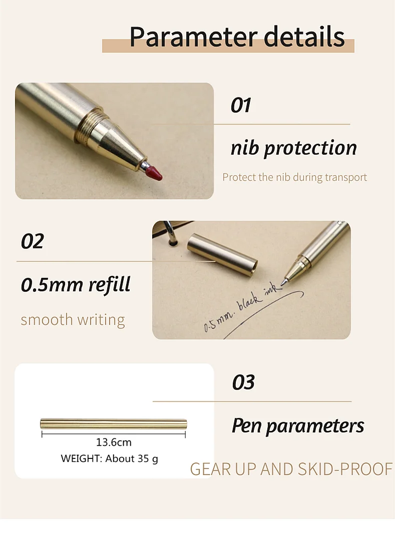Free custom text high quality pure Copper gold Roller ball Pen 0.5mm blue black Gel Pen Student Employee Gift Pen 7 S4876479a05e540cb81389e4c11e2ae9eS