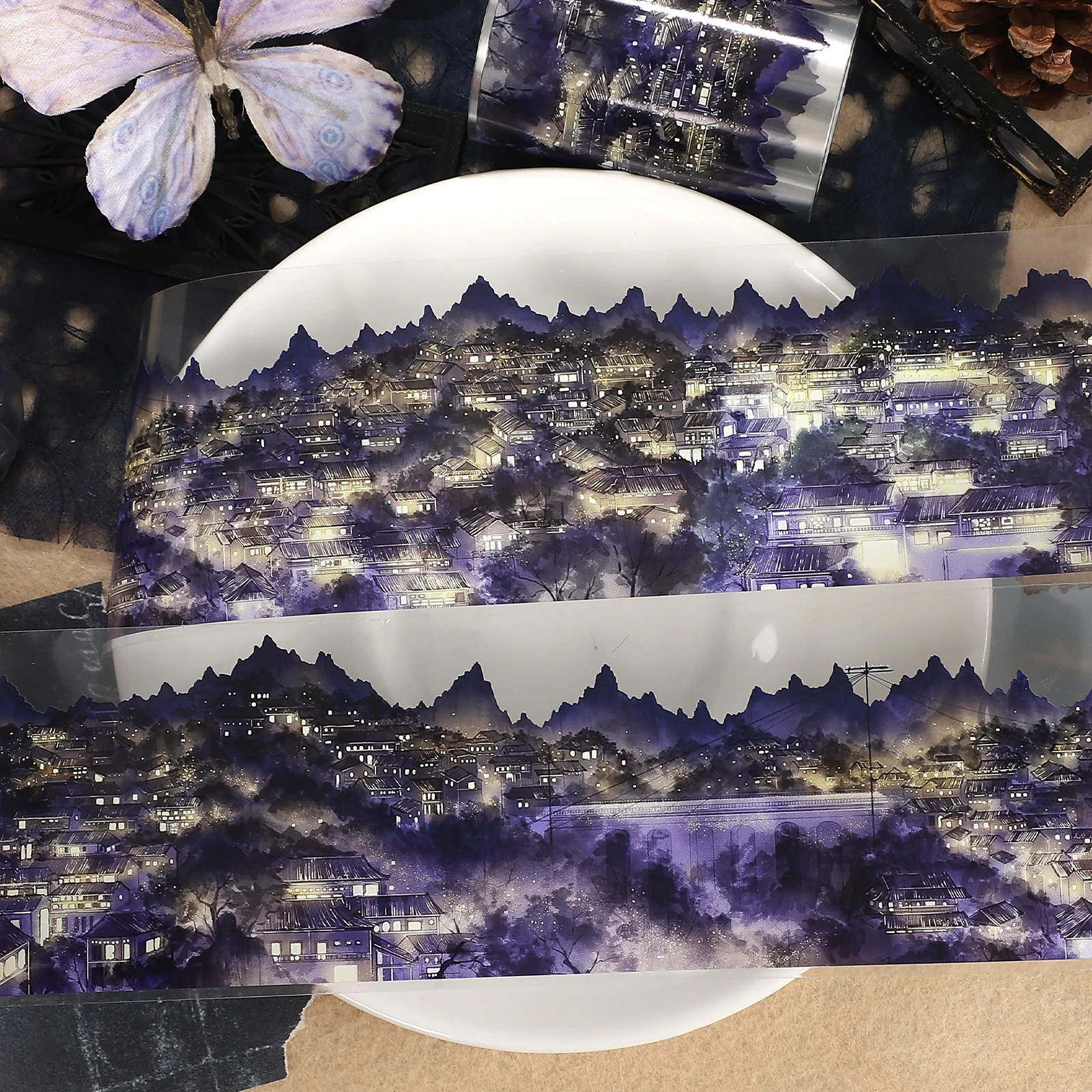 65mm*5m 빈티지 랜턴 타워 라이트 하우스 풍경 PET 테이프 크리 에이 티브 DIY 저널 재료 콜라주 스크랩북 문구