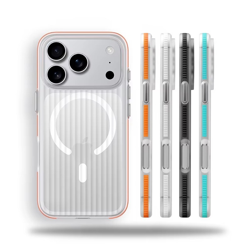 Luxury Corrugated Pattern Non-slip Hard PC Magnetic Case For iPhone 17 Pro Max 16 15 14 13 12 For Magsafe Wireless Charge Cover