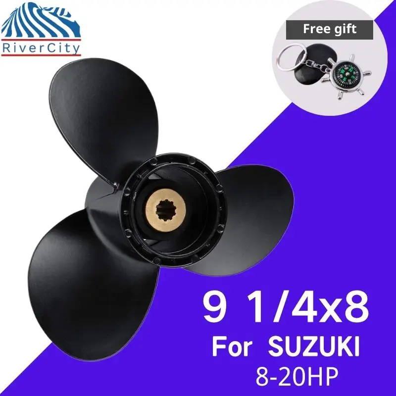 For Suzuki 8HP 9.9HP 15HP 20HP Outboard Propeller 9 1/4X8 Boat Motor Aluminum Alloy Screw Ship Marine Engine 3 Blade 10 Spline uncut blade for suzuki remote key shell 2 buttons car key blanks case