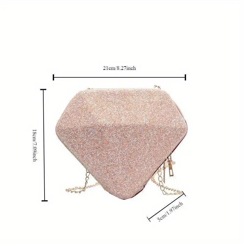 Fashion Diamond Shape Crossbody Bags Banquet Party Purses Fashion Korean Edition Chain Fashionable Sequin Diamond Shoulder Bag